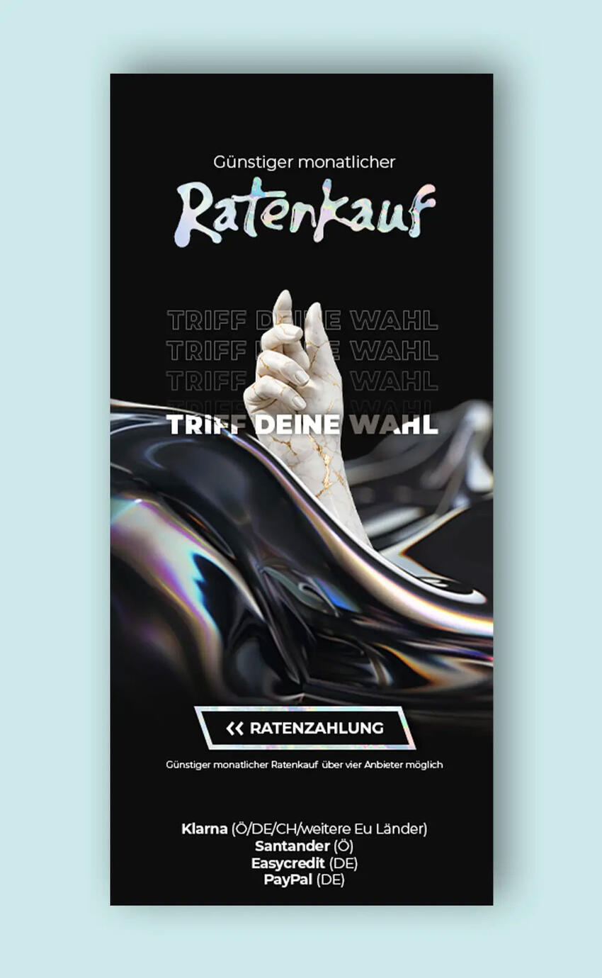 Skyscraper display advertising design for a payment promotion campaign featuring modern typography and product marketing