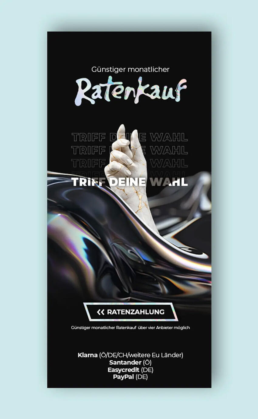 Skyscraper display advertising design for a payment promotion campaign featuring modern typography and product marketing